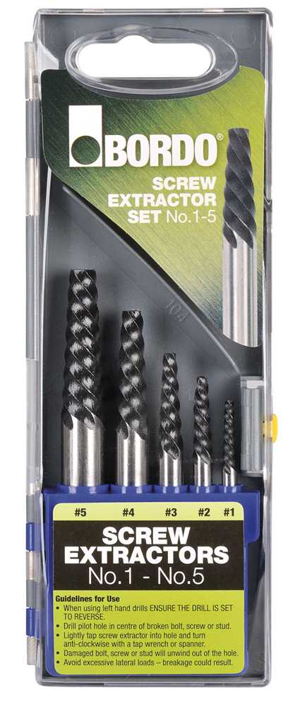 Screw Extractor 5 Piece Set Nos 1-5