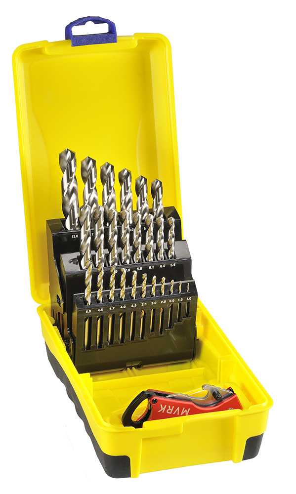 25 Piece Bright HSS Jobber Drill Set 1.0-10.0 x 0.5mm, 11.0-13.0 x 1.0mm, plus 3.3, 4.2 & 6.8mm with BONUS Stubbie Folding Knife