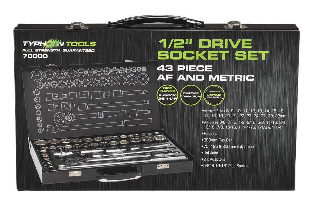 43 Piece 1/2" Drive Metric & Imperial Socket Set