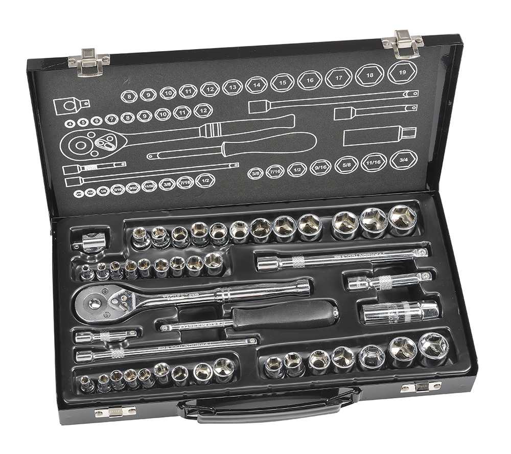 45 Piece 1/4" and 3/8" Drive Metric & Imperial Socket Set