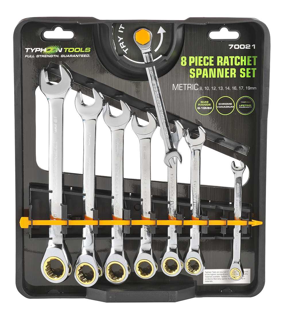 8 Piece Ratchet Spanner Set - Metric