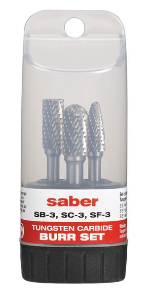 3 Piece 3/8" Head Burr Set - Saber
